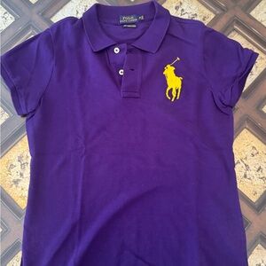 Ralph Lauren women’s Polo Shirt in Purple with Yellow Logo